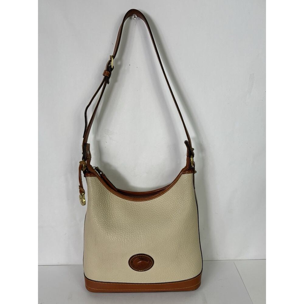 Dooney & Bourke Ivory Pebbled Leather Zipper Shoulder Bag